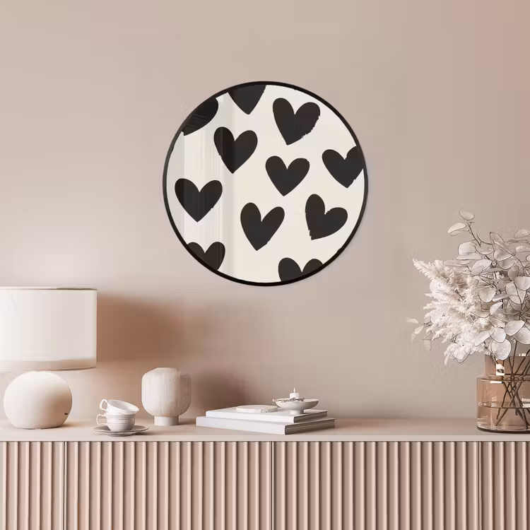 Hartjes - Zwart - Beige Fotolijst rond zonder passe partout klein -sfeer3