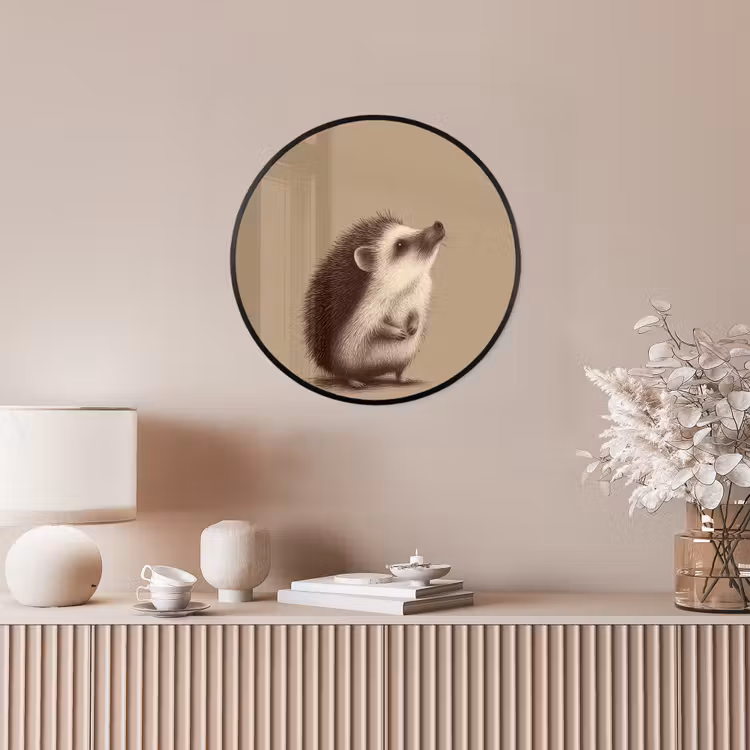 Egel - Snuitje - Bruin - Stekels Fotolijst rond zonder passe partout klein -sfeer3