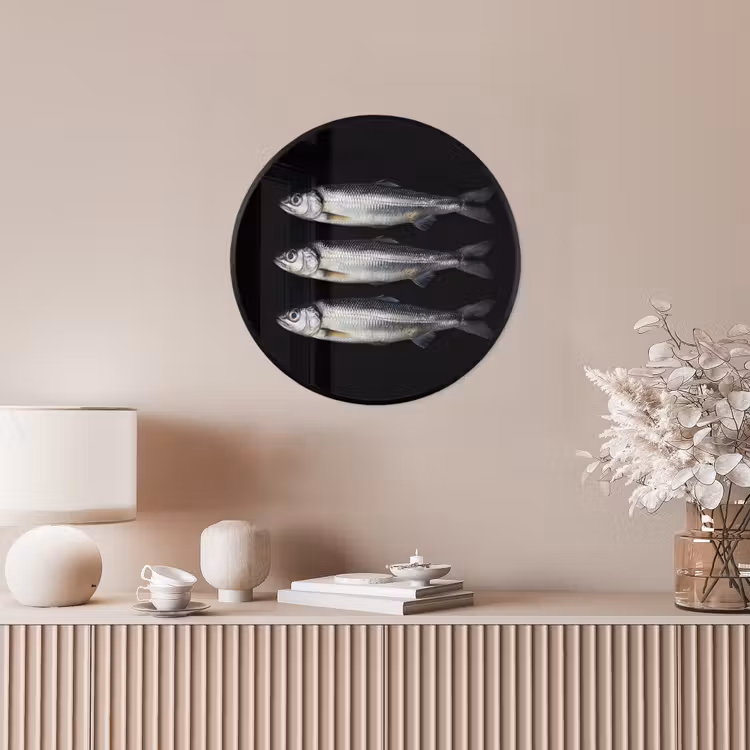 Haring - Vissen - Zwart Fotolijst rond zonder passe partout klein -sfeer3