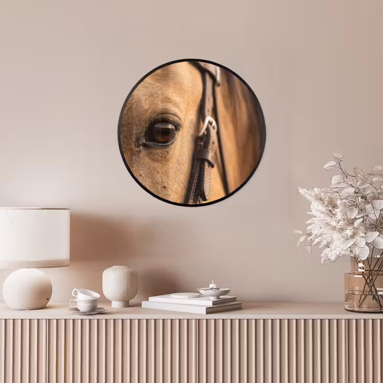 Paard - Oog - Bruin Fotolijst rond zonder passe partout klein -sfeer3