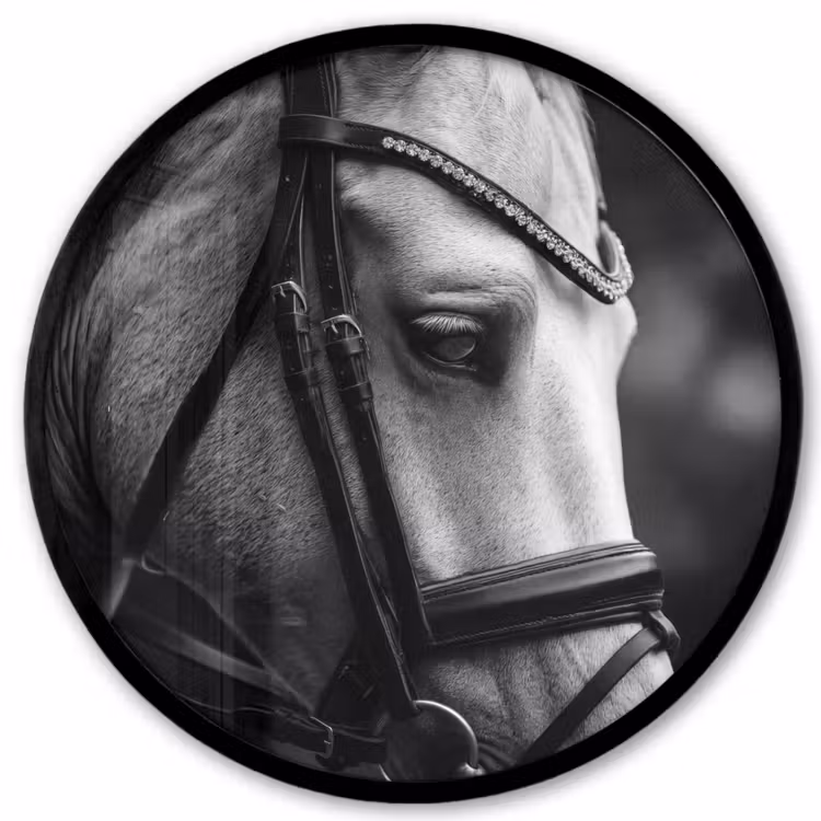 Paard - Schimmel - Portret Fotolijst rond zonder passe partout klein -3d