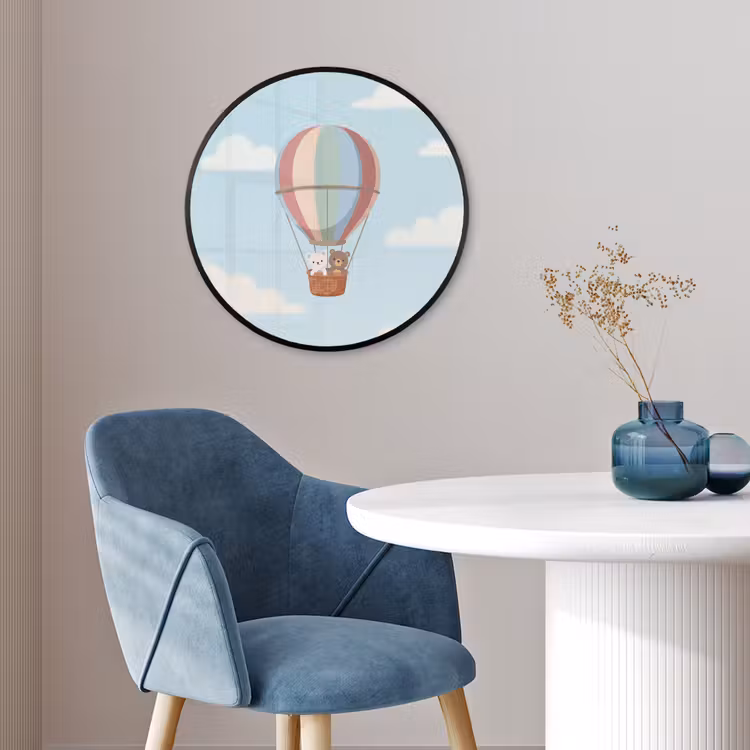 Luchtballon - Beren - Pastel Fotolijst rond zonder passe partout klein -sfeer2