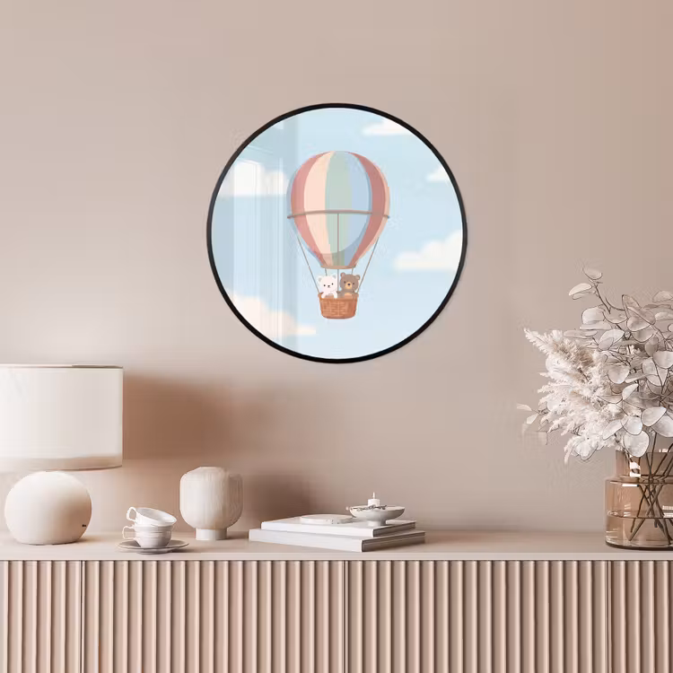 Luchtballon - Beren - Pastel Fotolijst rond zonder passe partout klein -sfeer3