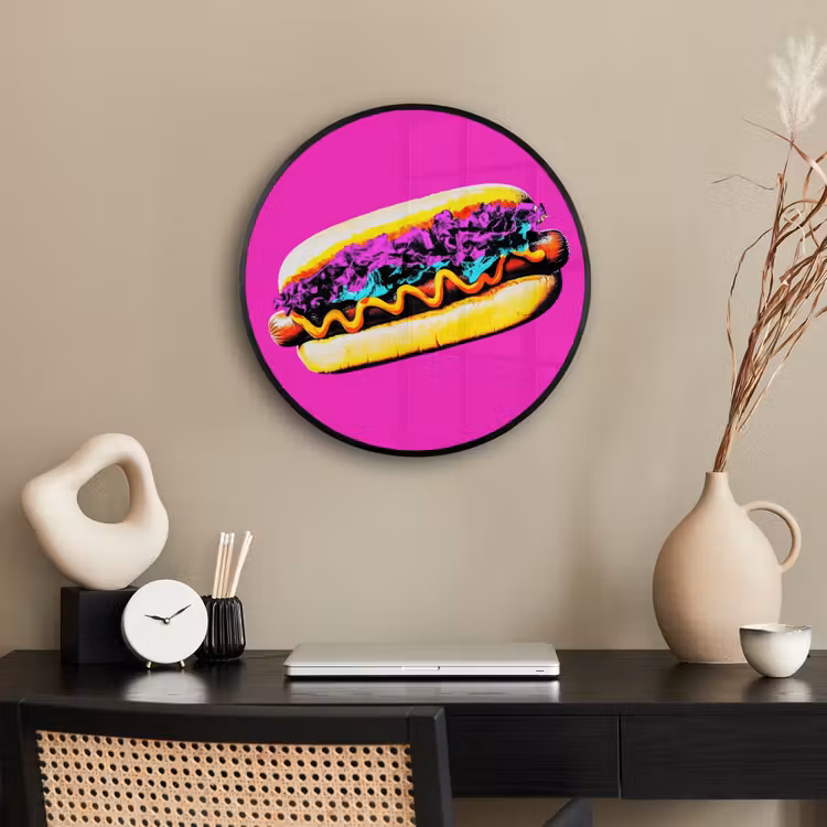 Hotdog - Roze - Retro Fotolijst rond zonder passe partout klein -sfeer1