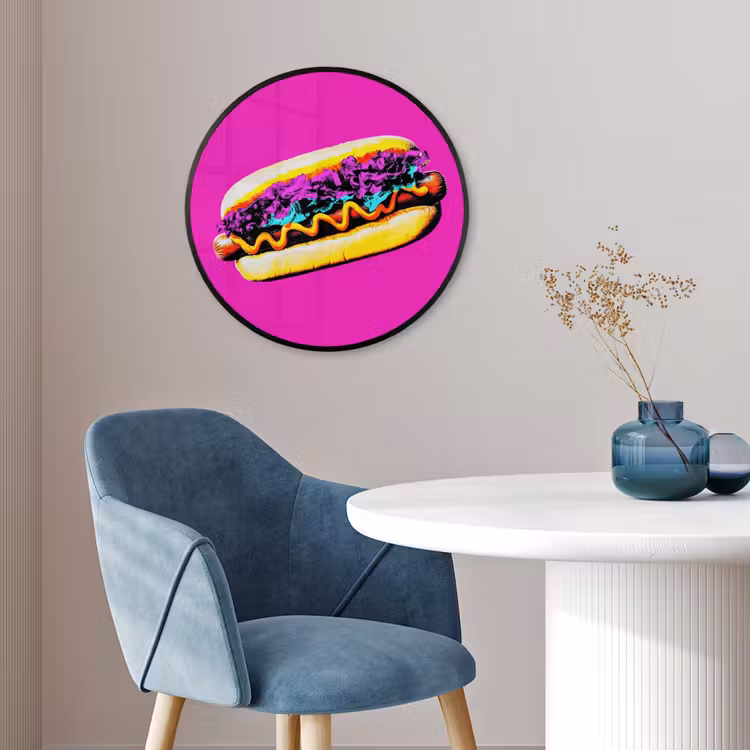 Hotdog - Roze - Retro Fotolijst rond zonder passe partout klein -sfeer2