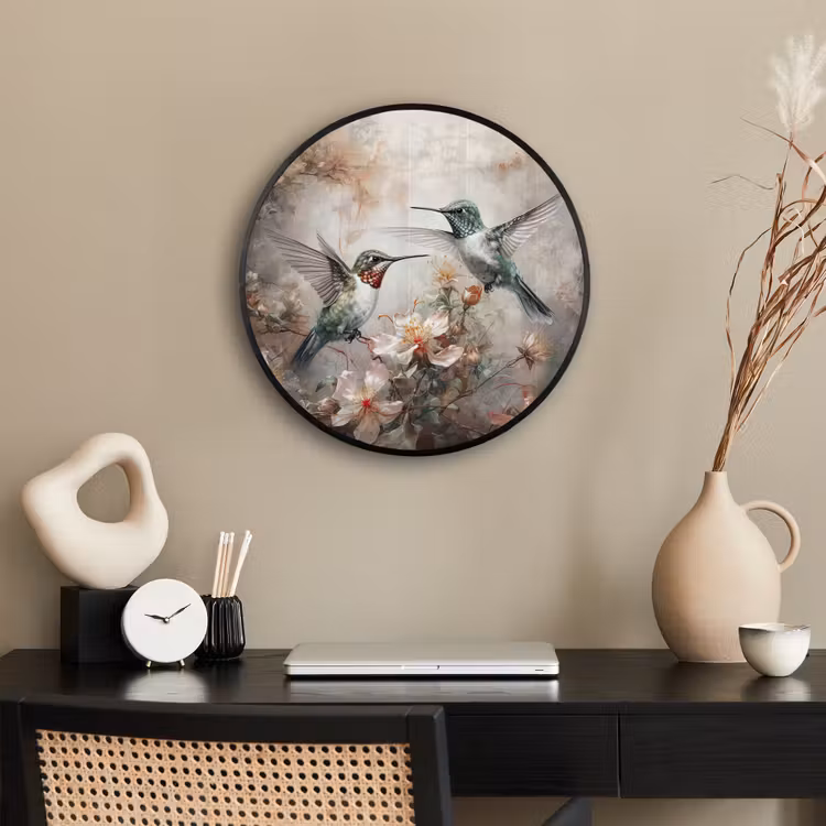 Kolibrie - Vogels - Bloemen - Planten Fotolijst rond zonder passe partout klein -sfeer1