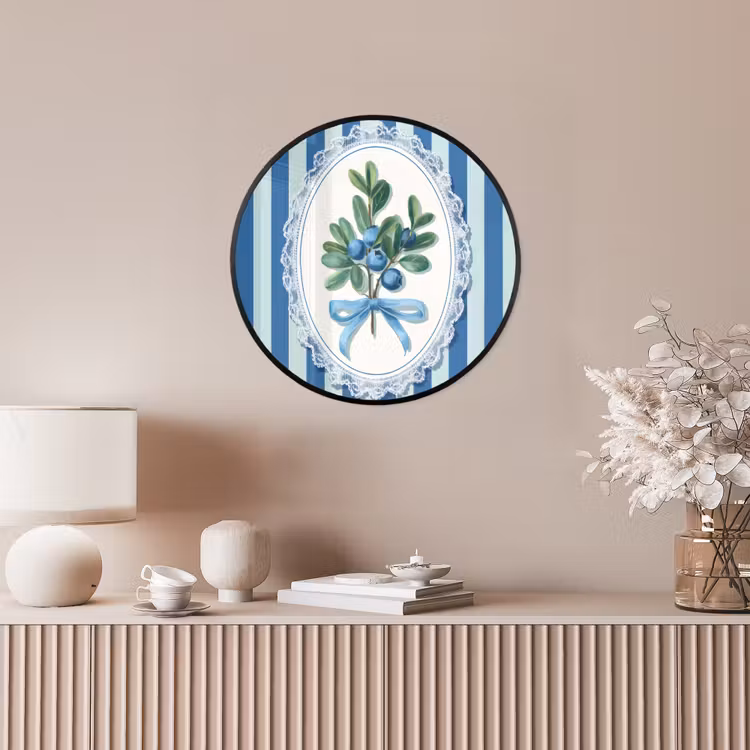 Illustratie - Bessen - Blauw - Strepen Fotolijst rond zonder passe partout klein -sfeer3