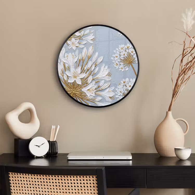 Illustratie - Bloemen - Blauw Fotolijst rond zonder passe partout klein -sfeer1