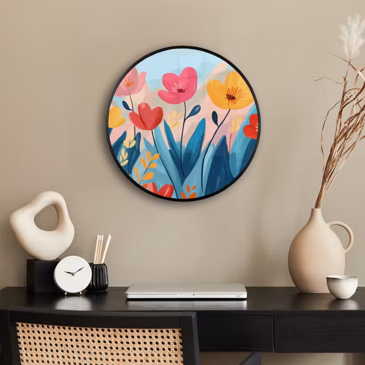 Illustratie - Bloemen - Kleurrijk Fotolijst rond zonder passe partout klein -sfeer1