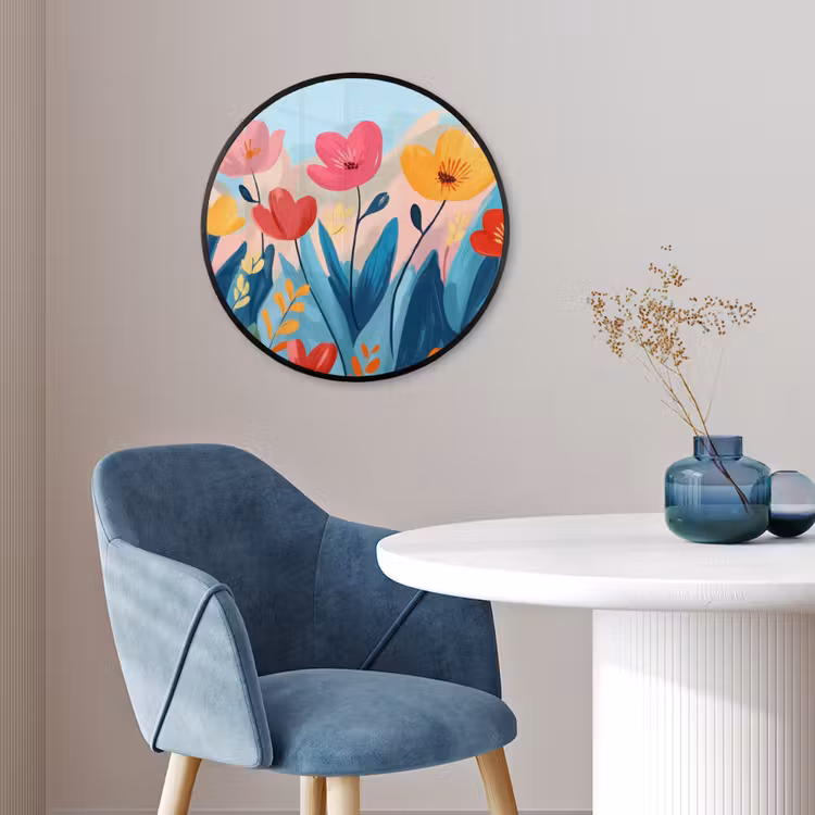 Illustratie - Bloemen - Kleurrijk Fotolijst rond zonder passe partout klein -sfeer2