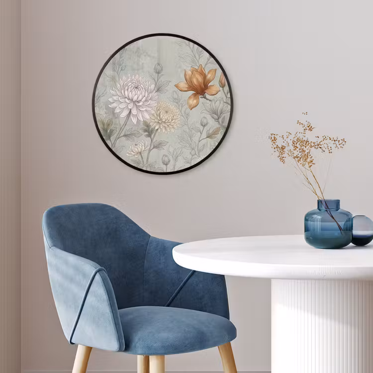 Illustratie - Bloemen - Groen Fotolijst rond zonder passe partout klein -sfeer2