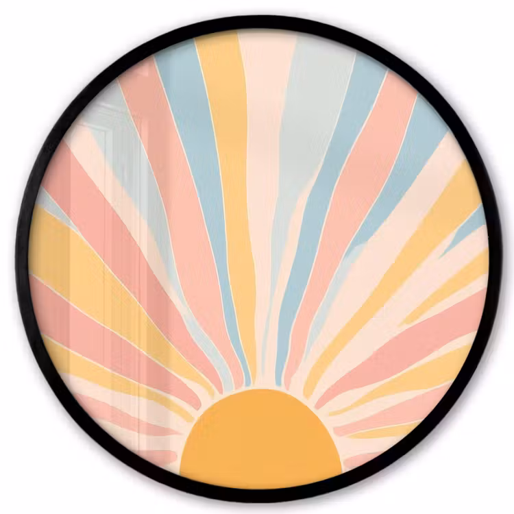 Illustratie - Zon - Pastelkleuren Fotolijst rond zonder passe partout klein -3d
