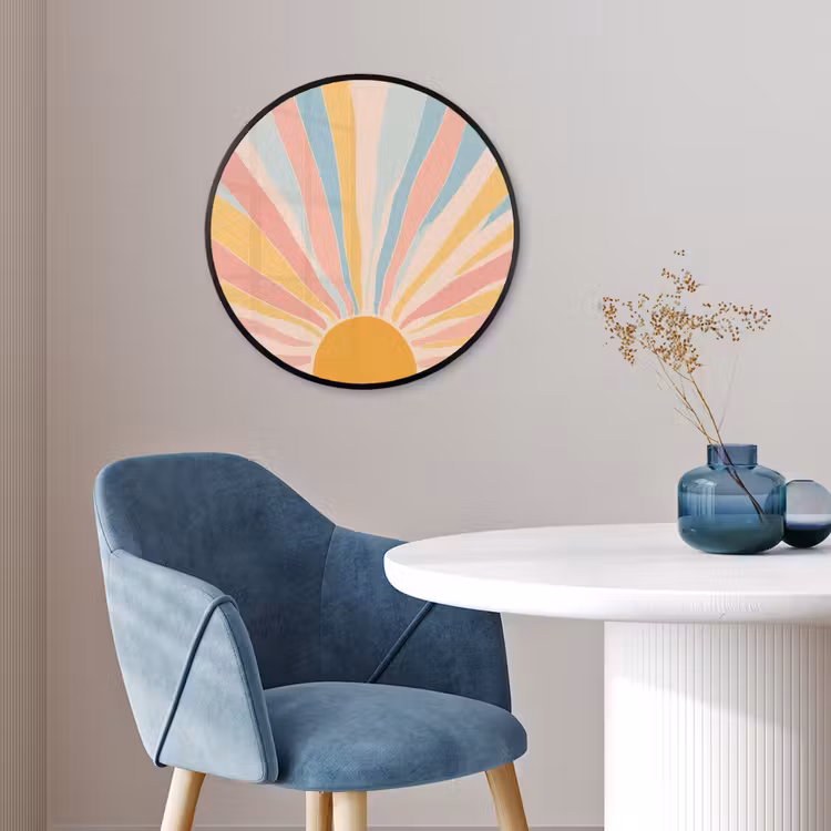 Illustratie - Zon - Pastelkleuren Fotolijst rond zonder passe partout klein -sfeer2