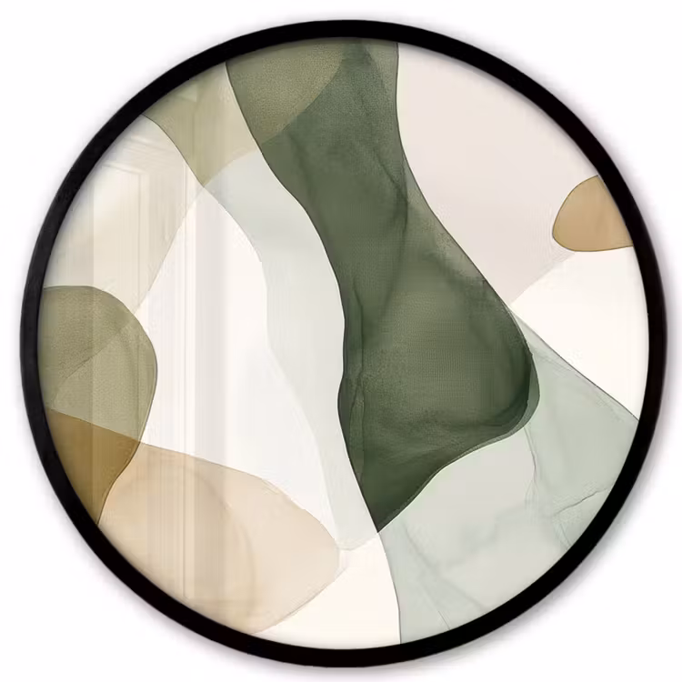 Japandi - Abstract - Groen Fotolijst rond zonder passe partout klein -3d
