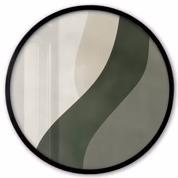 Japandi - Groen - Abstract - Modern Fotolijst rond zonder passe partout klein -3d
