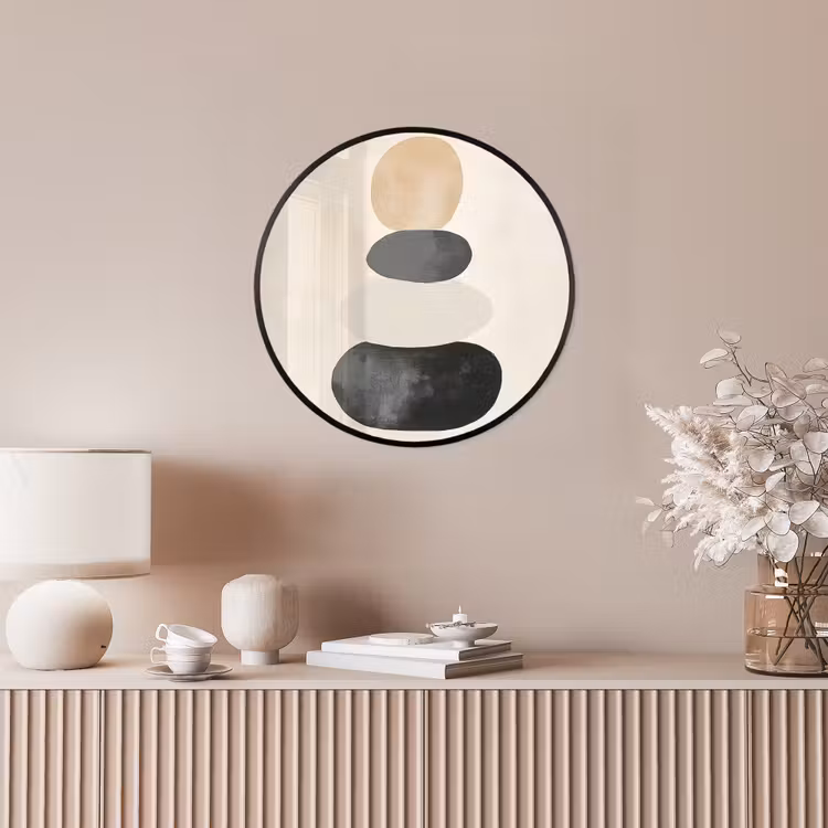 Japandi - Wabi sabi - Beige Fotolijst rond zonder passe partout klein -sfeer3