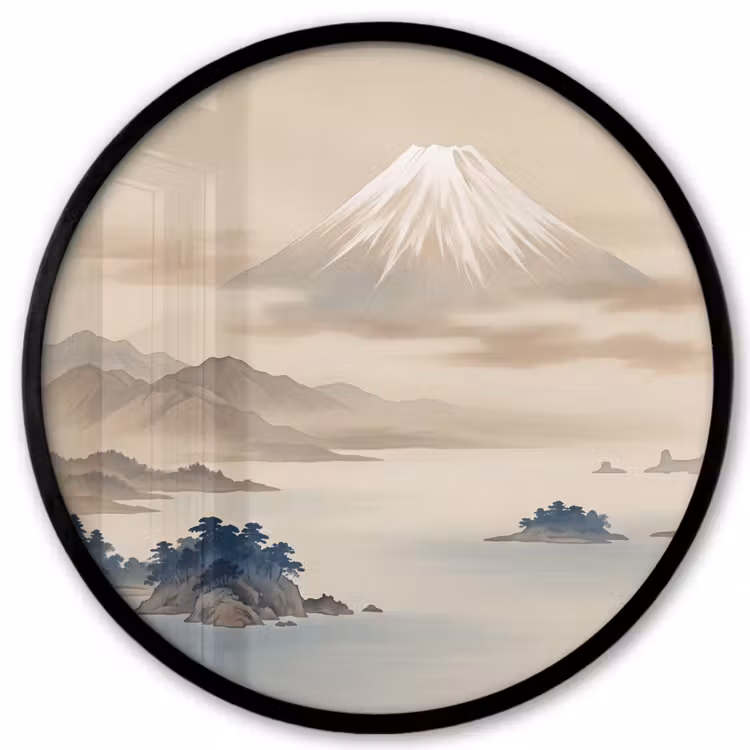 Japans - Landschap - Beige Fotolijst rond zonder passe partout klein -3d