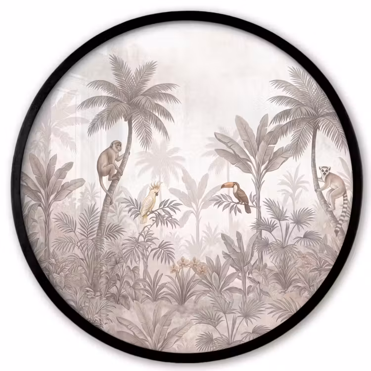 Jungle - Dieren - Palmbomen Fotolijst rond zonder passe partout klein -3d
