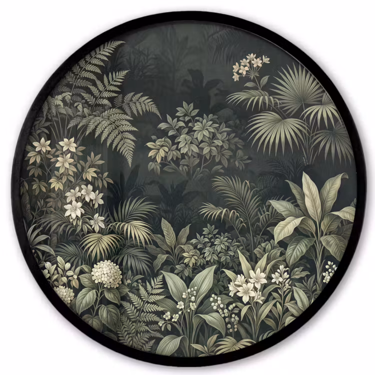 Jungle - Bladeren - Botanisch - Groen Fotolijst rond zonder passe partout klein -3d