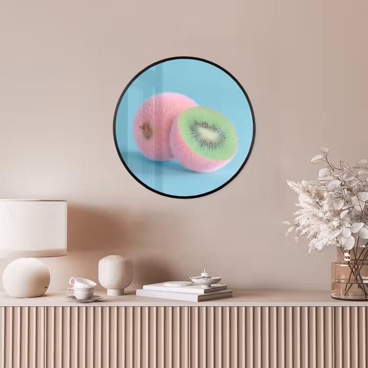 Kiwi - Blauw - Surrealistisch Fotolijst rond zonder passe partout klein -sfeer3