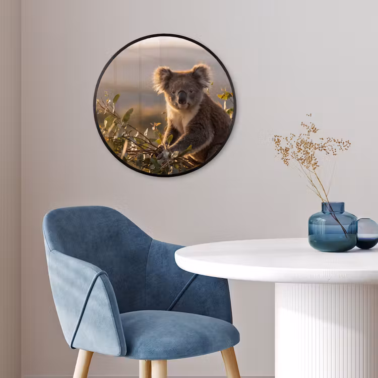 Koala - Bladeren - Ochtendlicht Fotolijst rond zonder passe partout klein -sfeer2