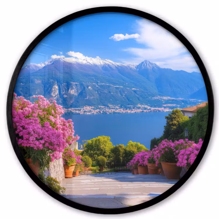 Lake Como - Italië - Landschap Fotolijst rond zonder passe partout klein -3d