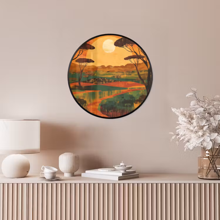 Landschap - Afrikaans - Zon Fotolijst rond zonder passe partout klein -sfeer3