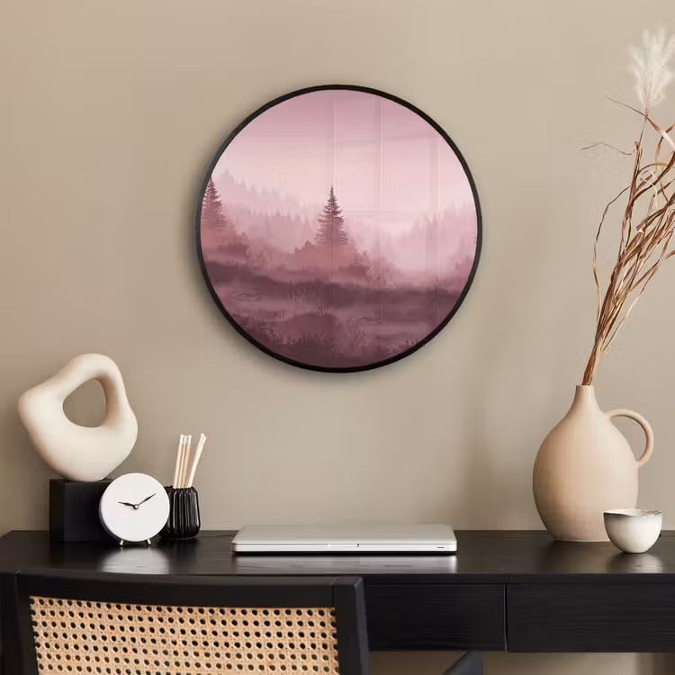 Landschap - Mistig - Roze Fotolijst rond zonder passe partout klein -sfeer1