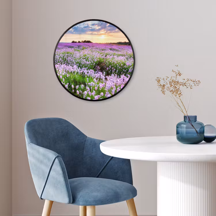 Lavendel - Bloemen - Zonsondergang - Paars - Weide Fotolijst rond zonder passe partout klein -sfeer2