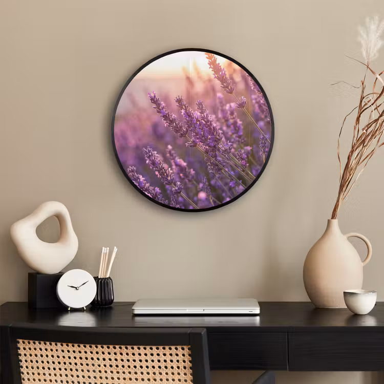 Lavendel - Paars - Zonlicht Fotolijst rond zonder passe partout klein -sfeer1
