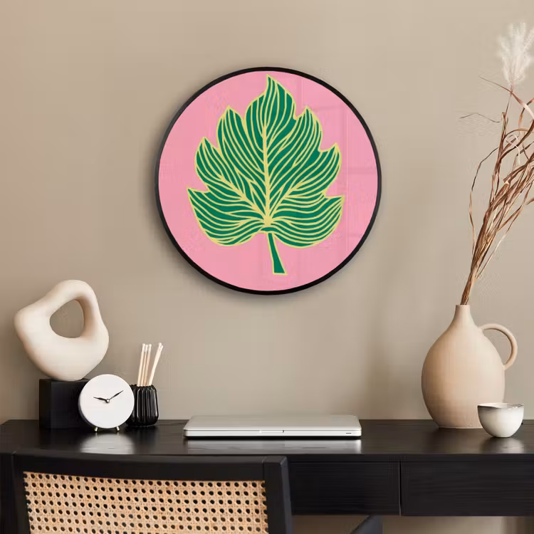 Blad - Groen - Illustratie - Minimalistisch Fotolijst rond zonder passe partout klein -sfeer1