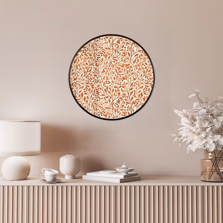 Bladeren - Botanisch - Terracotta Fotolijst rond zonder passe partout klein 856 -sfeer3