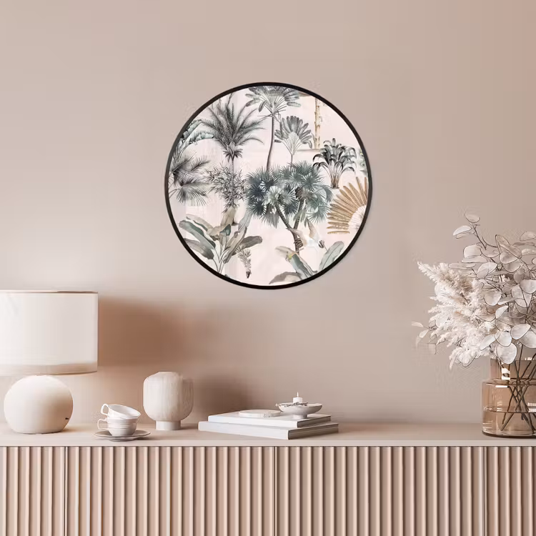 Bladeren - Monstera - Jungle - Tropical Fotolijst rond zonder passe partout klein -sfeer3