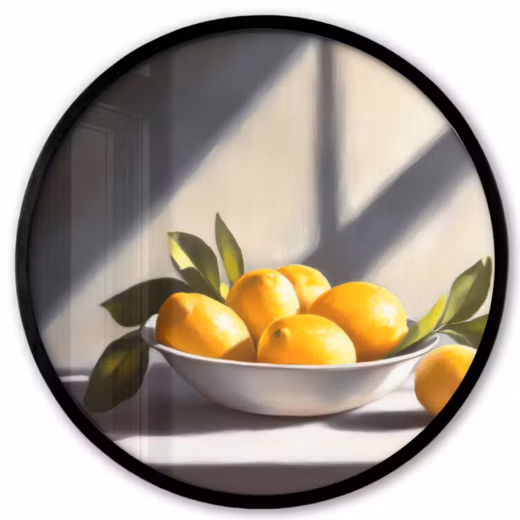 Citroenen - Stilleven - Geel Fotolijst rond zonder passe partout klein -3d