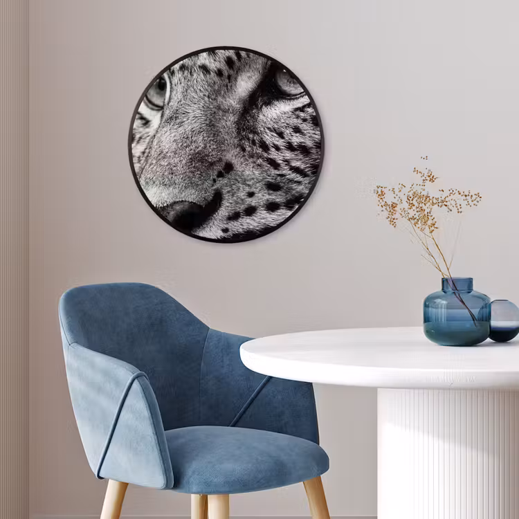 Luipaard - Zwart - Wit - Oog Fotolijst rond zonder passe partout klein -sfeer2