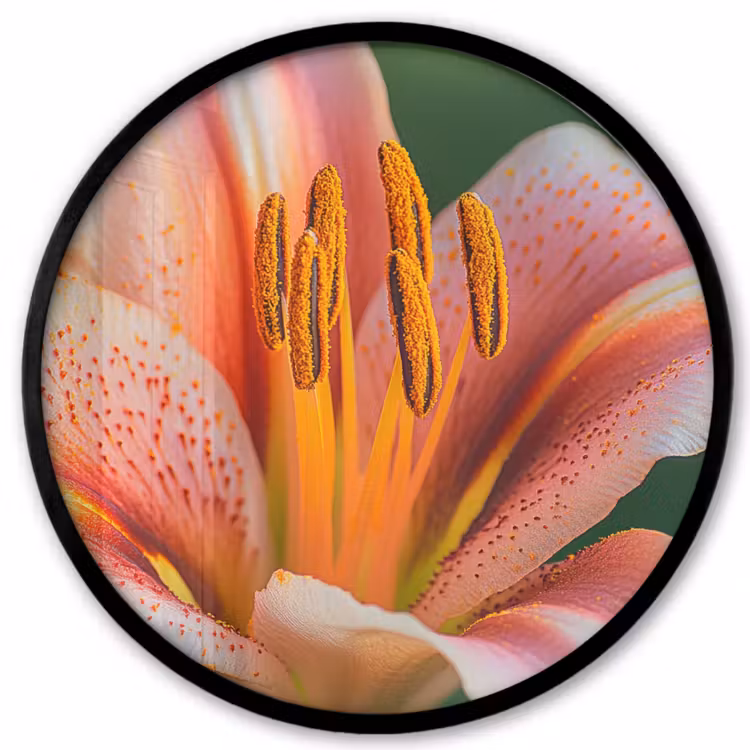 Lelie - Close up - Lichtroze Fotolijst rond zonder passe partout klein -3d