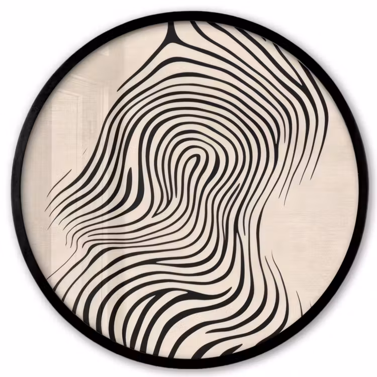 Lijnen - Abstract - Golvend - Zwart Fotolijst rond zonder passe partout klein -3d