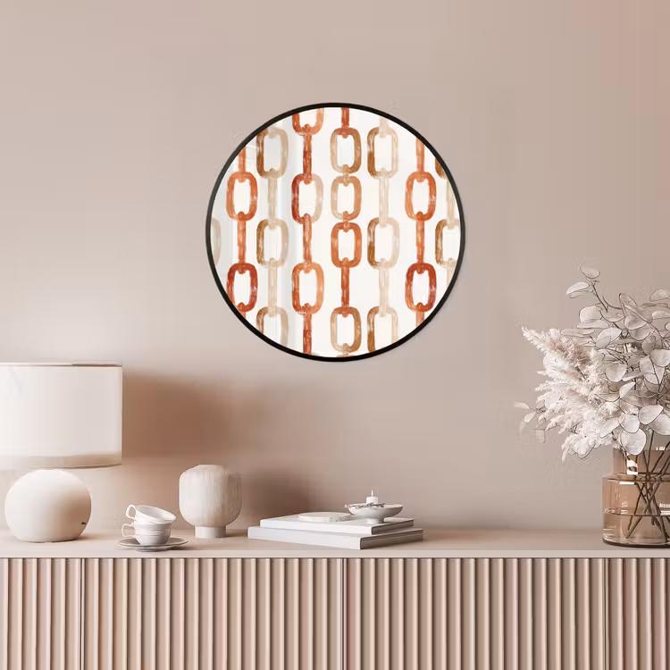Schakels - Patroon - Aquarel - Terracotta Fotolijst rond zonder passe partout klein 856 -sfeer3