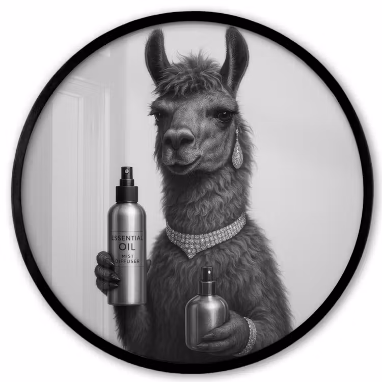 Lama - Flessen - Zwart - Wit Fotolijst rond zonder passe partout klein -3d