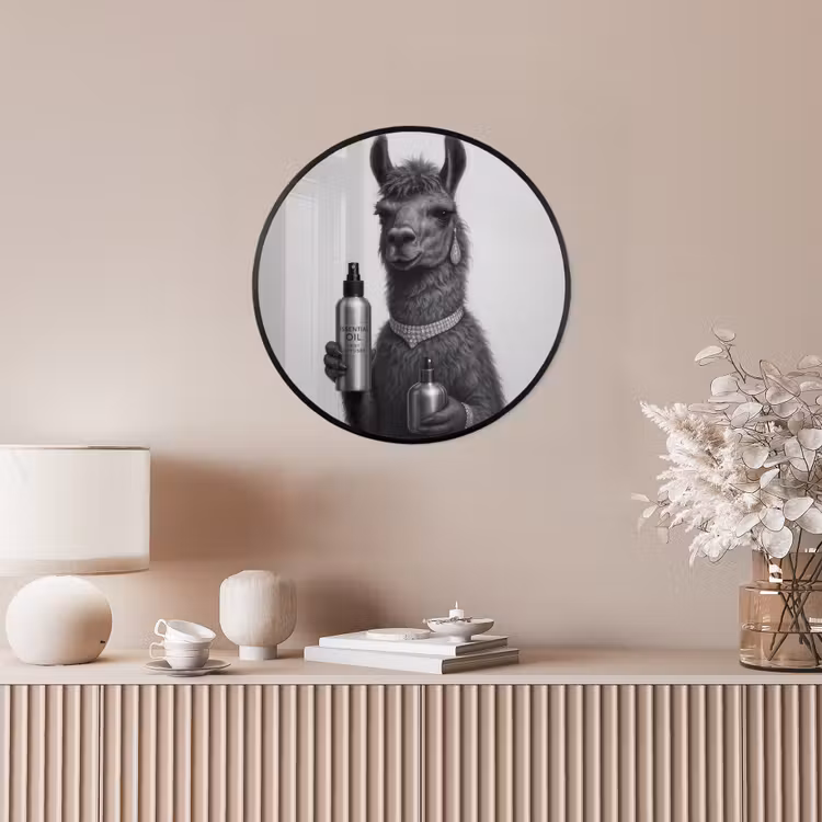 Lama - Flessen - Zwart - Wit Fotolijst rond zonder passe partout klein -sfeer3