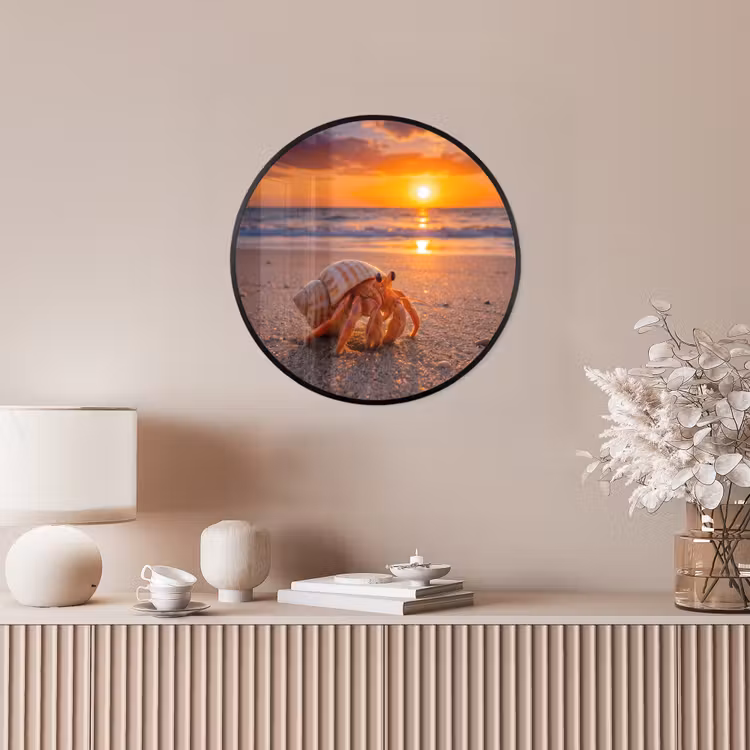 Kreeft - Strand - Natuur - Zonsondergang - Oranje Fotolijst rond zonder passe partout klein -sfeer3