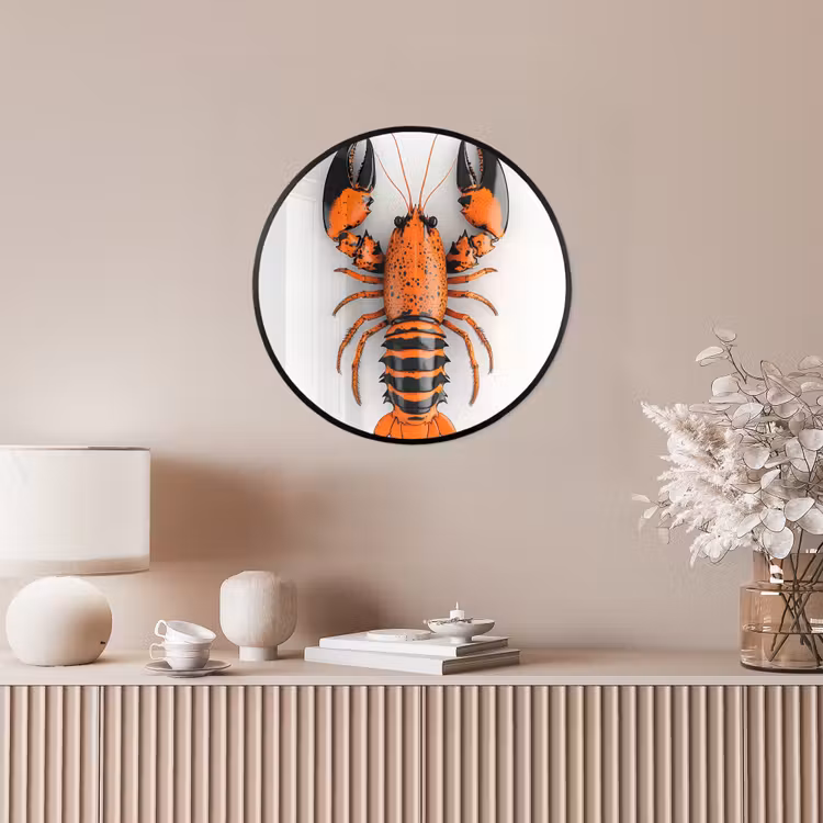 Kreeft - Zwart - Oranje - Wit - Uniek Fotolijst rond zonder passe partout klein -sfeer3