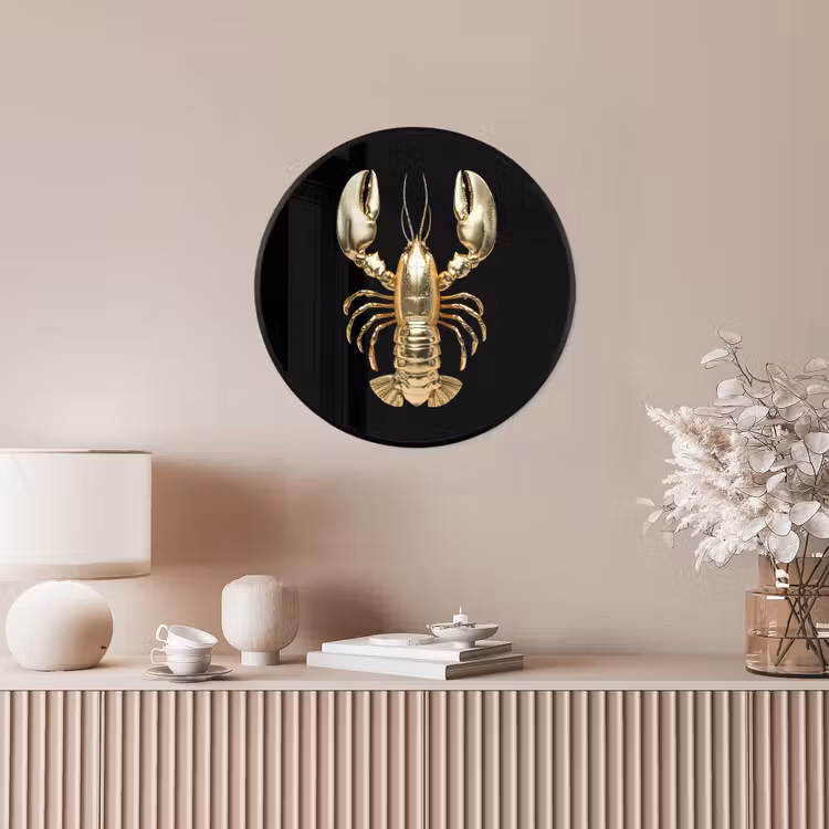 Kreeft - Goud - Textuur - Zwart Fotolijst rond zonder passe partout klein -sfeer3