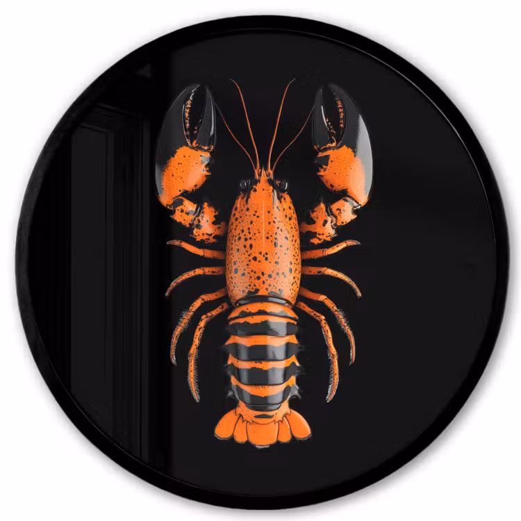 Kreeft - Oranje - Zwart - Modern Fotolijst rond zonder passe partout klein -3d