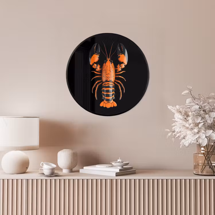 Kreeft - Oranje - Zwart - Modern Fotolijst rond zonder passe partout klein -sfeer3