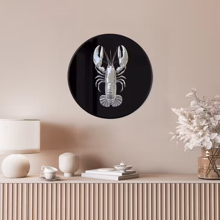 Kreeft - Zilver - Metallic - Luxe Fotolijst rond zonder passe partout klein -sfeer3