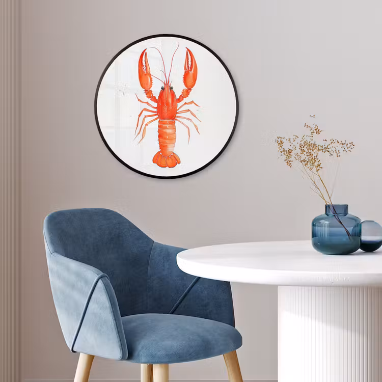Kreeft - Waterverf - Aquarel - Oranje Fotolijst rond zonder passe partout klein -sfeer2