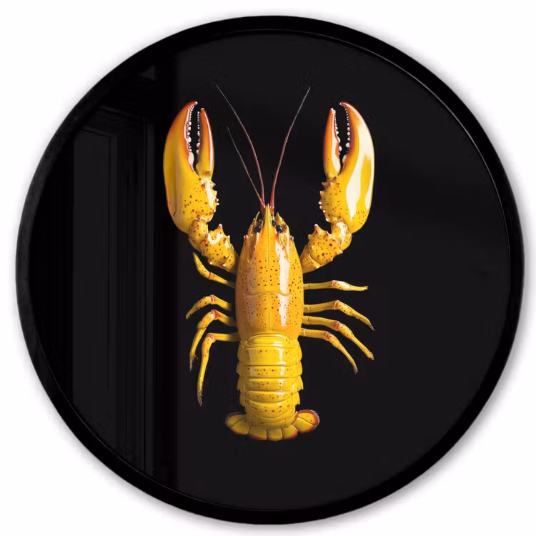 Kreeft - Geel - Stippen - Effen Fotolijst rond zonder passe partout klein -3d