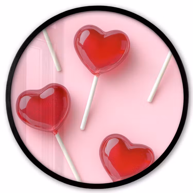 Lollies - Hartjes - Roze Fotolijst rond zonder passe partout klein -3d