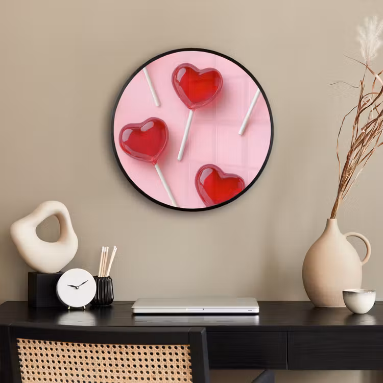 Lollies - Hartjes - Roze Fotolijst rond zonder passe partout klein -sfeer1